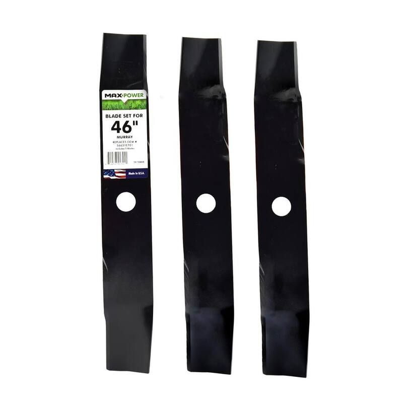 MaxPower 3 Blade Mulching Set for Many 46 in. Cut Murray Mowers, Replaces OEM # 56631E701 and 656631 - 561288B