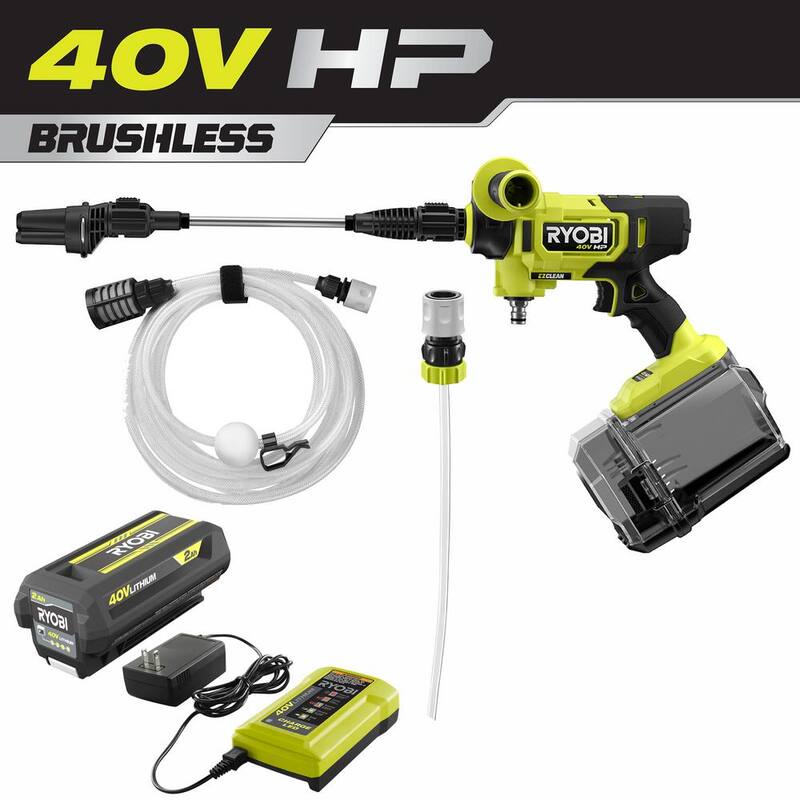 RYOBI 40V HP Brushless EZClean 600 PSI 0.7 GPM Cordless Battery Cold Water Power Cleaner with 2.0 Ah Battery and Charger - RY124052K