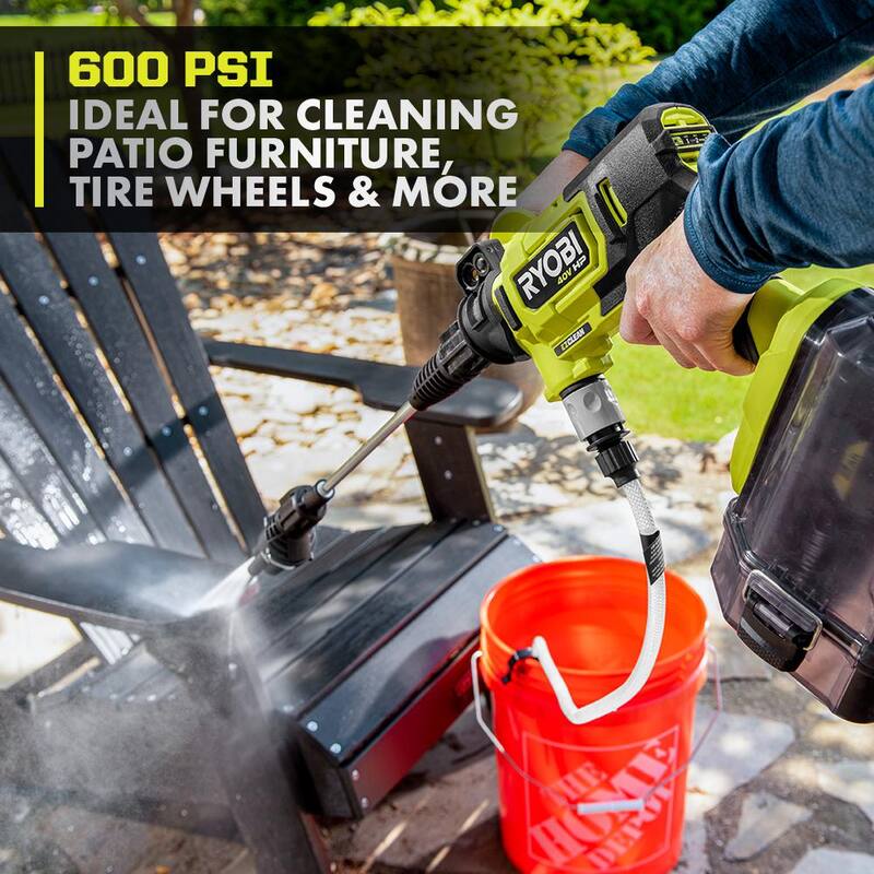 RYOBI 40V HP Brushless EZClean 600 PSI 0.7 GPM Cordless Battery Cold Water Power Cleaner with 2.0 Ah Battery and Charger - RY124052K