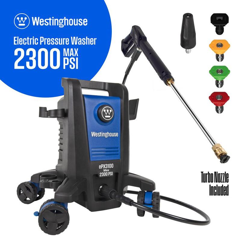 Westinghouse 2300 PSI 1.76 GPM Cold Water Electric Powered Pressure Washer with Anti-Tipping Technology and 5 Quick Connect Tips - ePX3100