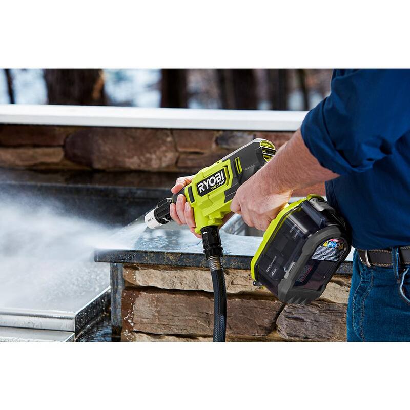 RYOBI ONE+ HP 18-Volt Brushless EZClean 600 PSI 0.7 GPM Cordless Electric Power Cleaner w/ 4.0Ah Battery, Charger, Accessories - RY121860K