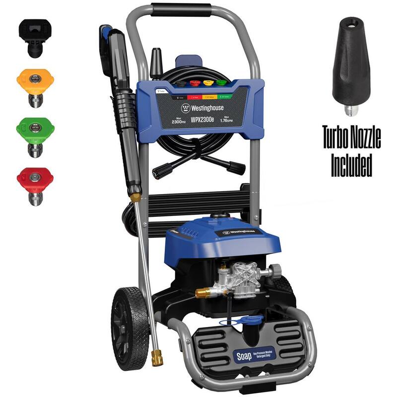 Westinghouse 2300 PSI 1.76 GPM 13 Amp Cold Water Electric Powered Pressure Washer with Turbo Nozzle and 5-Quick Connect Tips - WPX2300e