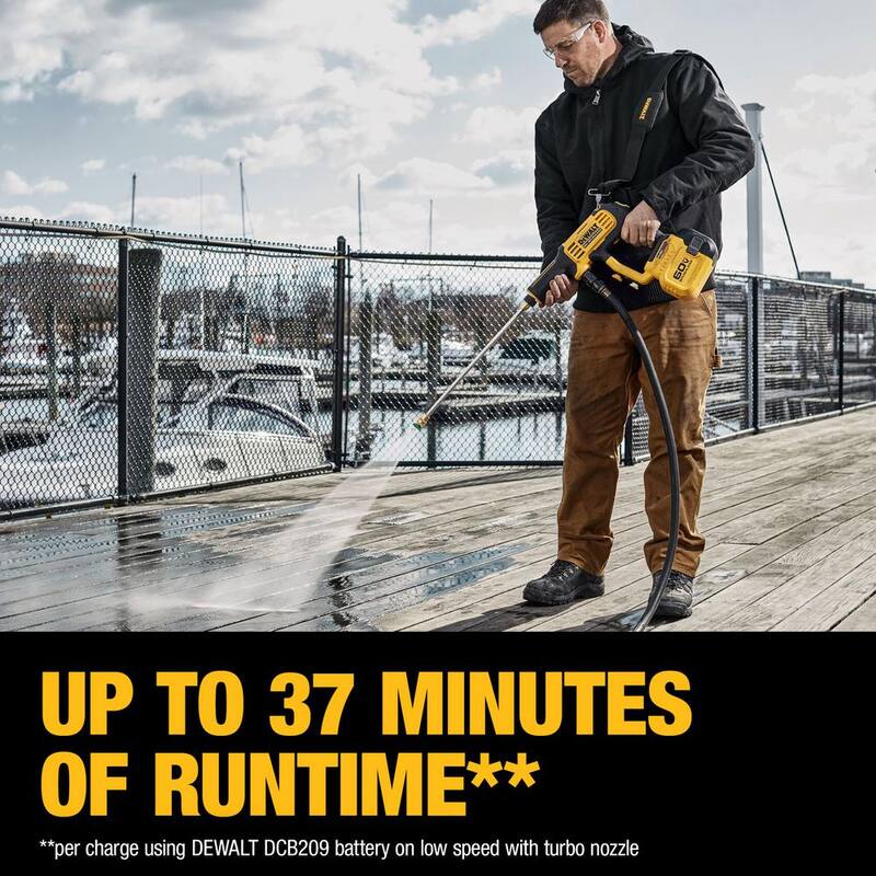 DEWALT FLEXVOLT 60V MAX 1000 PSI 1.0 GPM Cold Water Cordless Battery Power Cleaner (Tool Only) - DCPW1000B