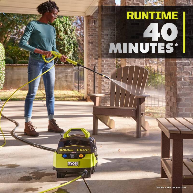 RYOBI 40V 1200 PSI 1.0 GPM Cordless Electric Cold Water Pressure Washer (Tool Only) - RY40HPPW12B