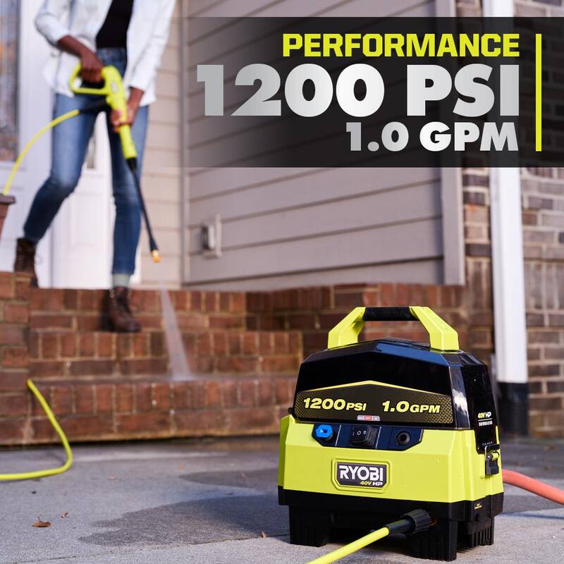 RYOBI 40V 1200 PSI 1.0 GPM Cordless Electric Cold Water Pressure Washer (Tool Only) - RY40HPPW12B
