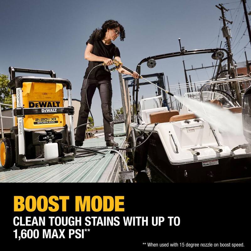 DEWALT 20V MAX 1600 PSI 1.2 GPM Cold Water Cordless Pressure Washer Kit with (2) FLEXVOLT 12 Ah Batteries and (2) Chargers - DCPW1600Y2