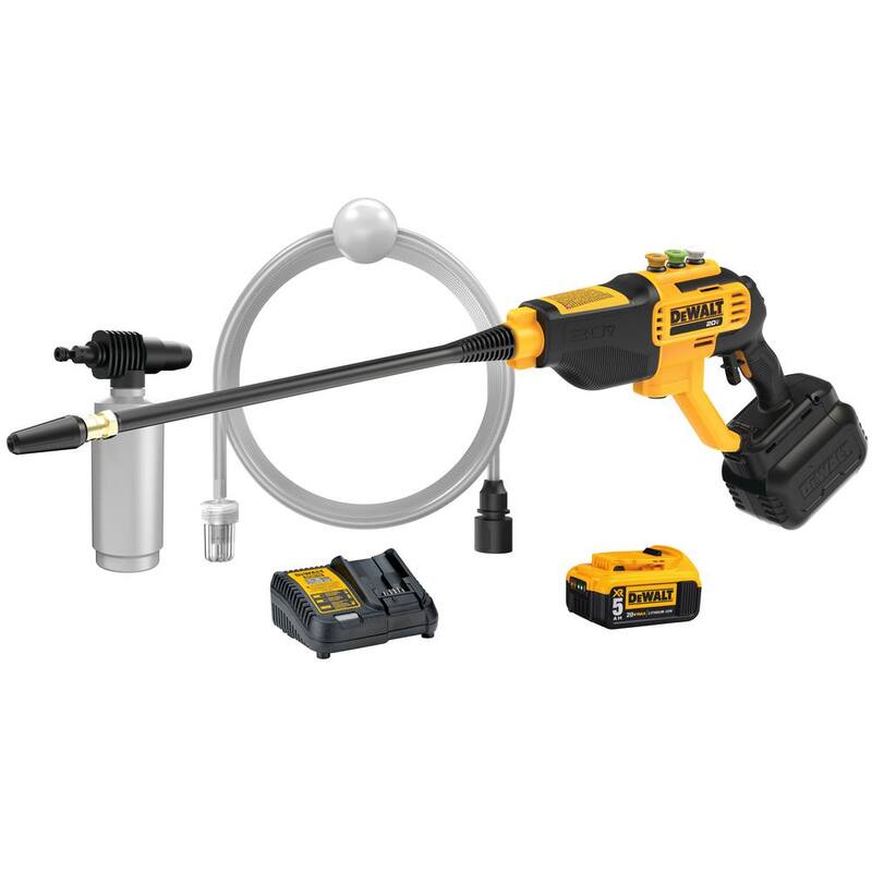 DEWALT 20V MAX 550 PSI 1.0 GPM Cold Water Cordless Battery Power Cleaner with 4 Nozzles Kit with (1) 5 Ah Battery and Charger - DCPW550P1