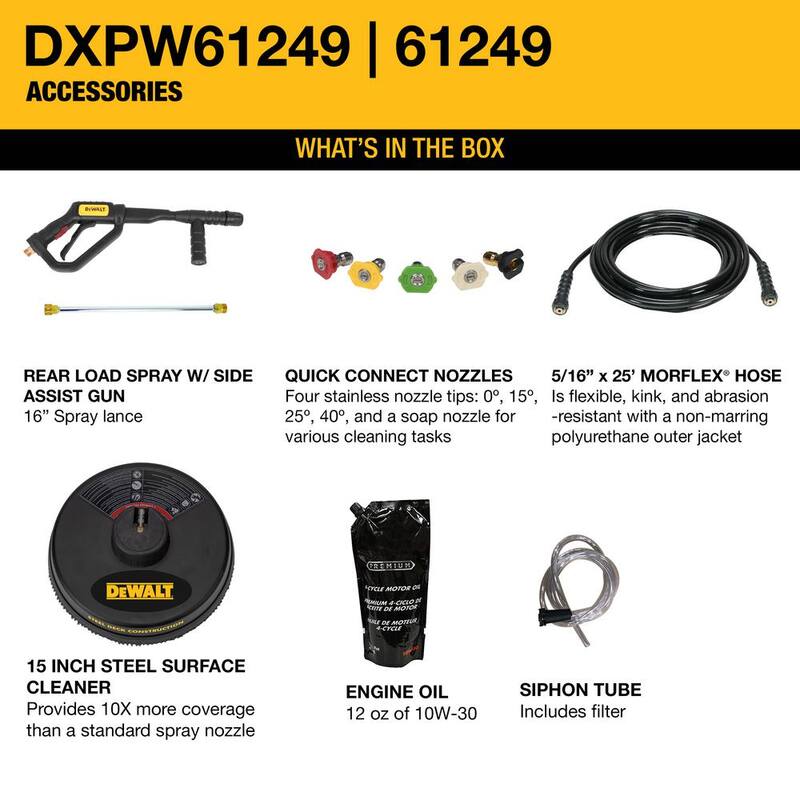 DEWALT 3500 PSI 2.5 GPM Cold Water Gas Pressure Washer with DeWalt 208cc Engine and Surface Cleaner - DXPW61249S