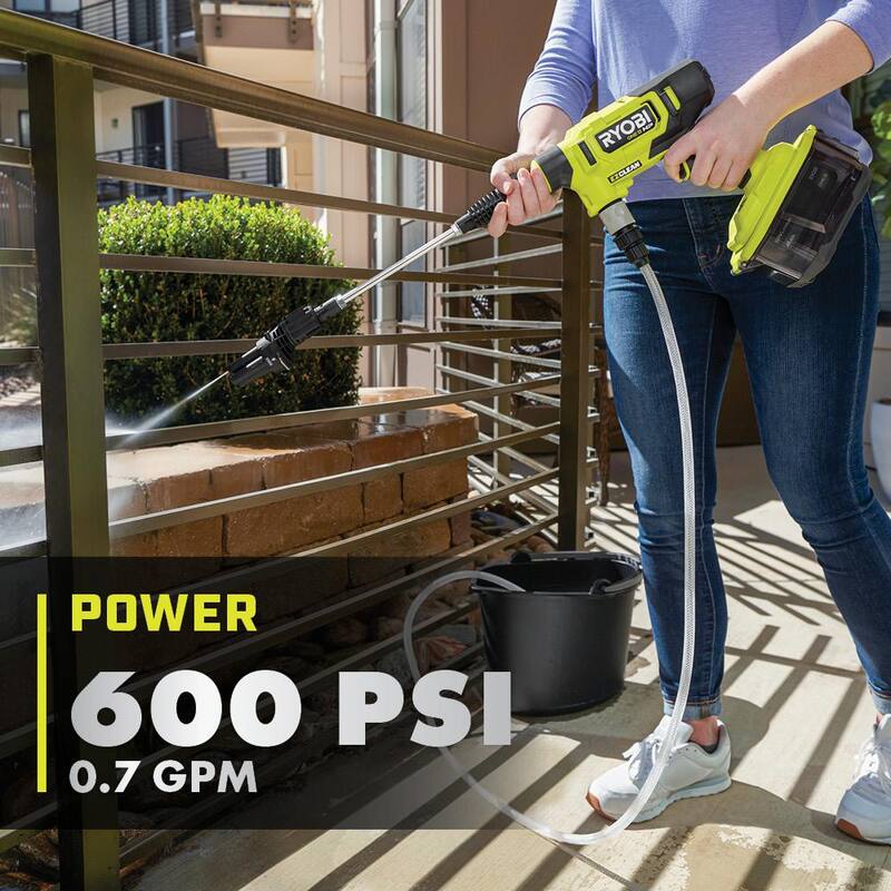 RYOBI ONE+ HP 18V Brushless EZClean 600 PSI 0.7 GPM Cordless Battery Cold Water Power Cleaner with 4.0 Ah Battery and Charger - RY121852K