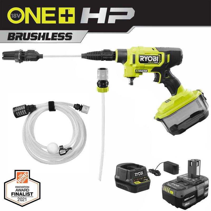 RYOBI ONE+ HP 18V Brushless EZClean 600 PSI 0.7 GPM Cordless Battery Cold Water Power Cleaner with 4.0 Ah Battery and Charger - RY121852K