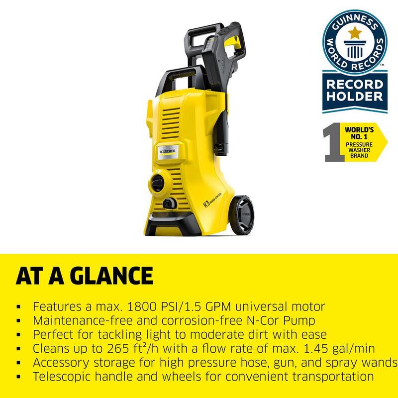 Karcher 2100 Max PSI 1.45 GPM K 3 Power Control Cold Water Corded Electric Pressure Washer and Vario and DirtBlaster Spray Wands - 1.676-109.0