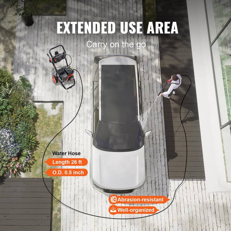 VEVOR Gas Pressure Washer, 3400 PSI 2.6 GPM, Gas Powered Pressure Washer with Aluminum Pump, Spray Gun and Extension Wand - R3400PSI26GPMHYZ0V0-0805