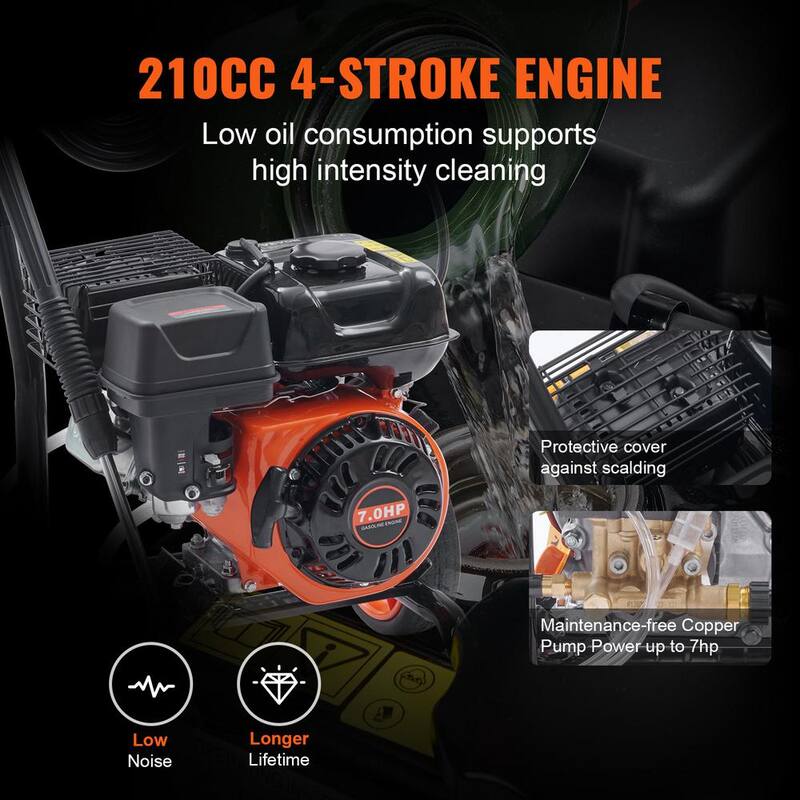 VEVOR Gas Pressure Washer, 3400 PSI 2.6 GPM, Gas Powered Pressure Washer with Aluminum Pump, Spray Gun and Extension Wand - R3400PSI26GPMHYZ0V0-0805