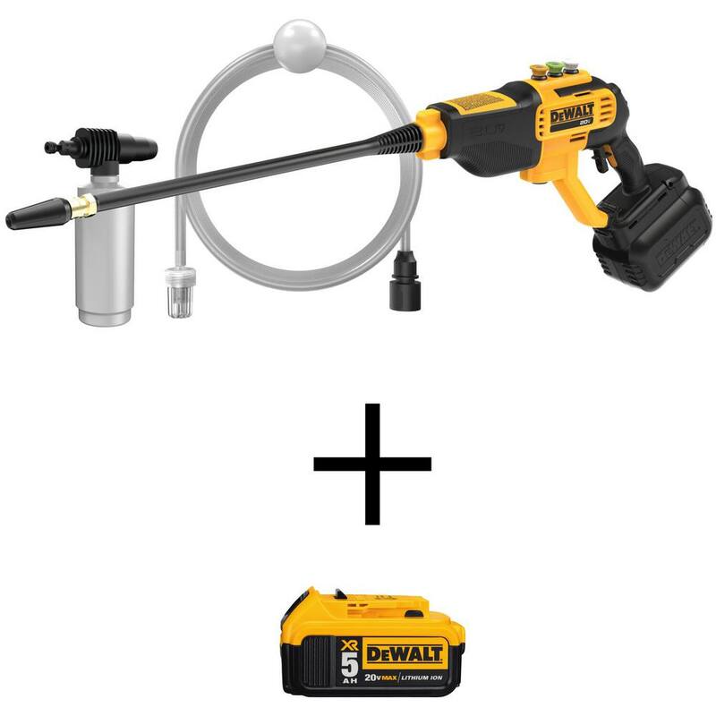 DEWALT 20V MAX 550 PSI 1.0 GPM Cold Water Cordless Power Cleaner Kit with (2) 5Ah Batteries and Charger - DCPW550P1DCB205