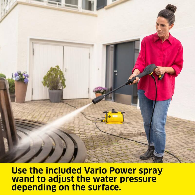 Karcher K 3-Horizontal FJ Cold Water Electric Pressure Washer, 1800 psi, 1.45 GPM, 2-Spray Wands, Foam Jet, Hose, Compact Design - 1.602-826.0