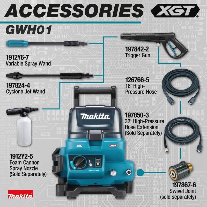 Makita 40V max XGT Brushless Cordless 1300 PSI 1.5 GPM Cold Water Pressure Washer (Tool-Only) - GWH01Z