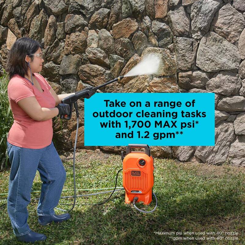 BLACK+DECKER 1700 PSI 1.2 GPM Cold Water Electric Pressure Washer with Integrated Wand and Hose Storage - BEPW1700