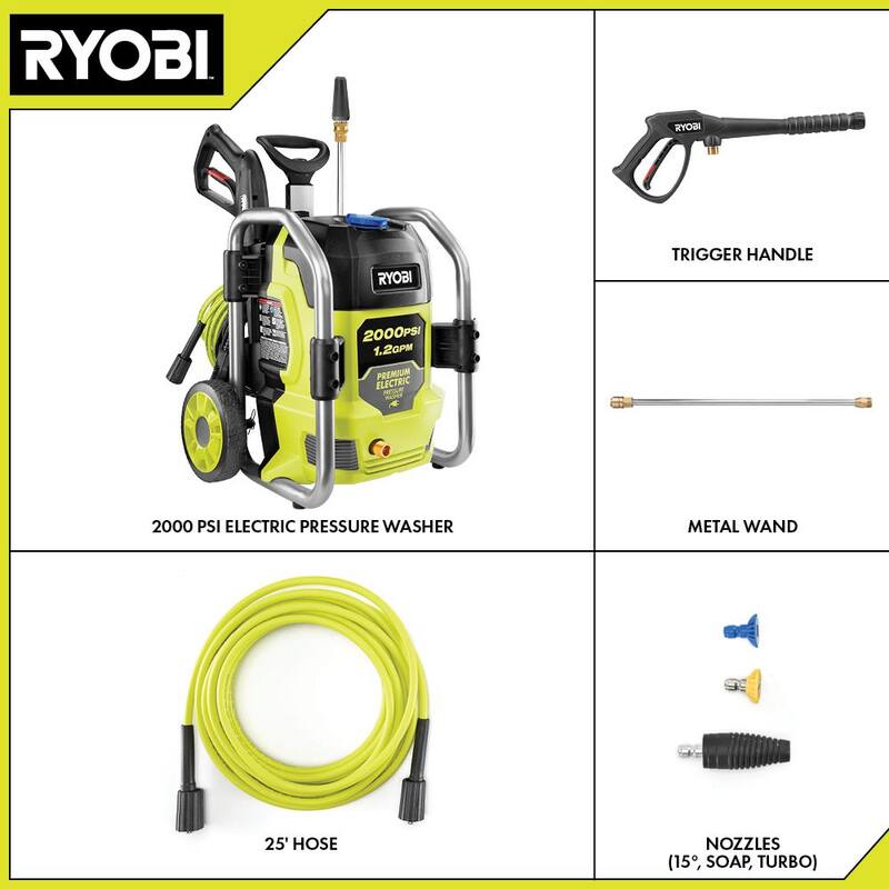 RYOBI 2000 PSI 1.2 GPM Cold Water Corded Electric Pressure Washer - RY142022