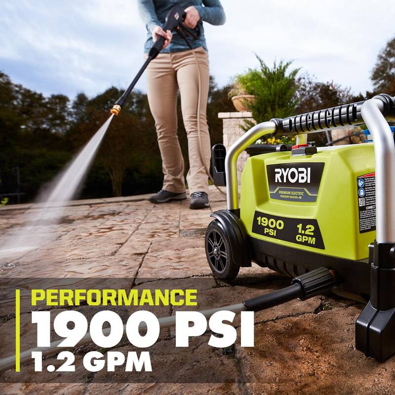 RYOBI 1900 PSI 1.2 GPM Cold Water Wheeled Corded Electric Pressure Washer - RY1419MT