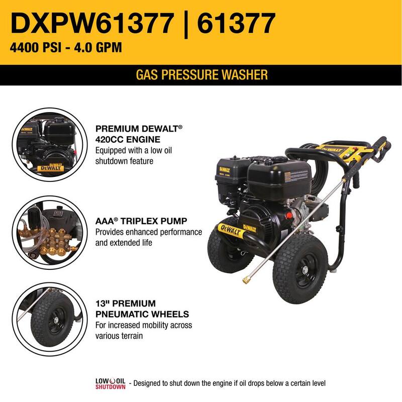 DEWALT 4400 PSI 4.0 GPM Cold Water Gas Pressure Washer - DXPW61377