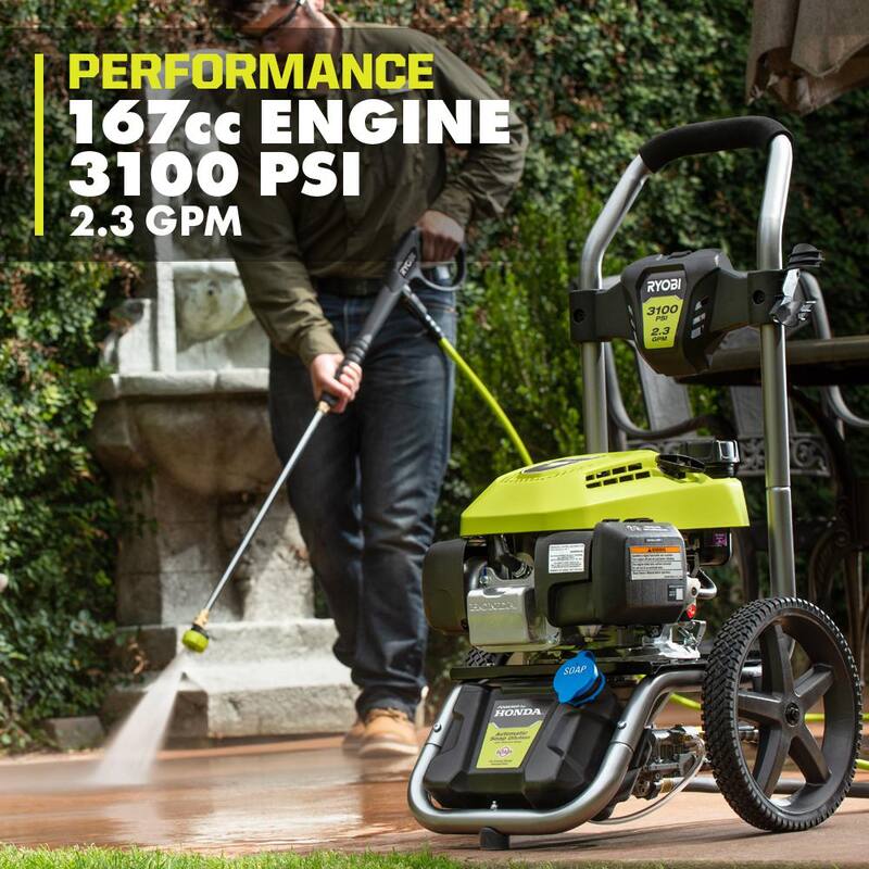 RYOBI 3100 PSI 2.3 GPM Cold Water Gas Pressure Washer with Honda GCV167 Engine - RY803023A