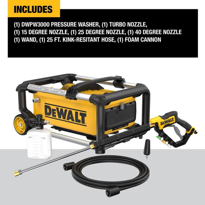 DEWALT 3000 PSI 1.1 GPM 15 Amp Cold Water Electric Pressure Washer with Internal Equipment Storage - DWPW3000
