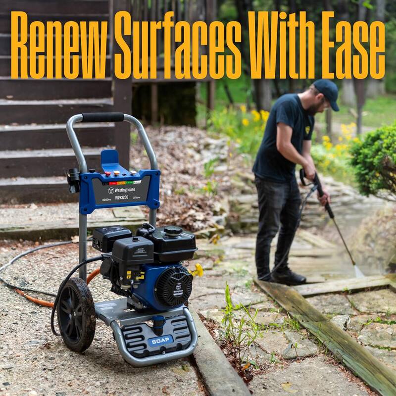 Westinghouse 3200 PSI 2.5 GPM Gas Powered Axial Cam Pump Cold Water Pressure Washer with Soap Tank and 5 Quick Connect Tips - WPX3200