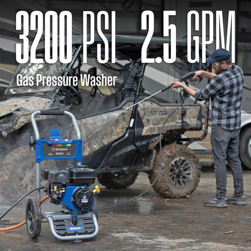 Westinghouse 3200 PSI 2.5 GPM Gas Powered Axial Cam Pump Cold Water Pressure Washer with Soap Tank and 5 Quick Connect Tips - WPX3200