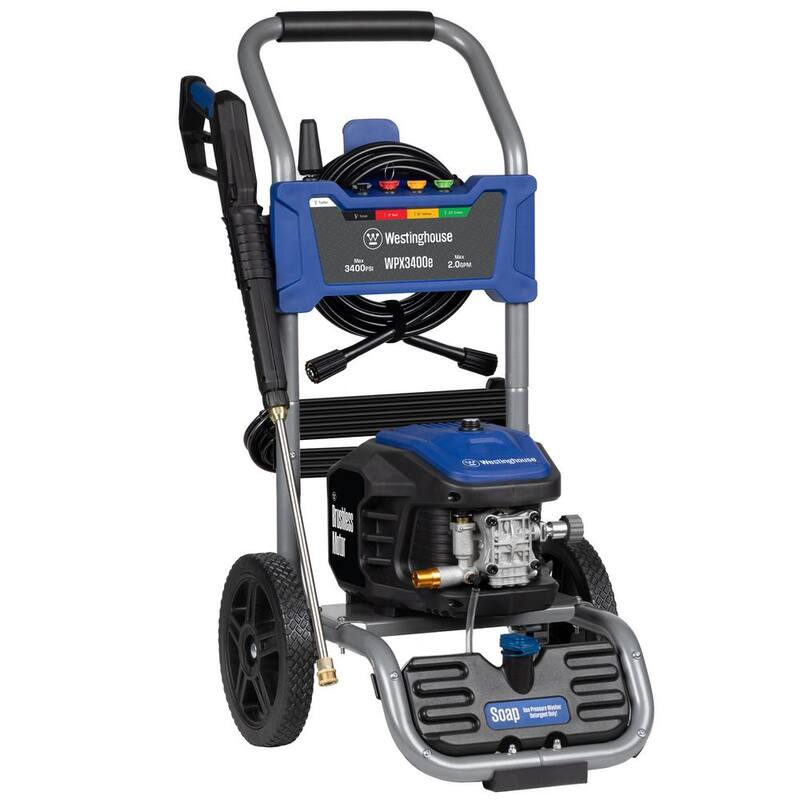 Westinghouse 3400 PSI 2 GPM 13 Amp Electric Powered Pressure Washer with Brushless Motor, Turbo Nozzle and 5 Quick Connect Tips - WPX3400e