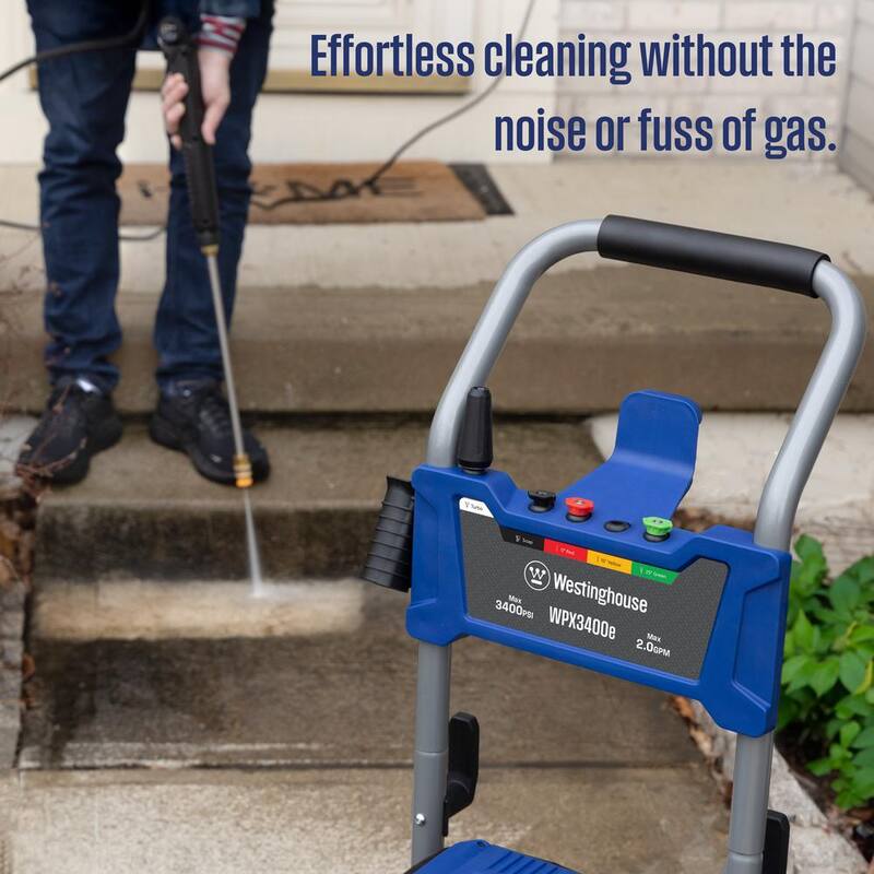 Westinghouse 3400 PSI 2 GPM 13 Amp Electric Powered Pressure Washer with Brushless Motor, Turbo Nozzle and 5 Quick Connect Tips - WPX3400e