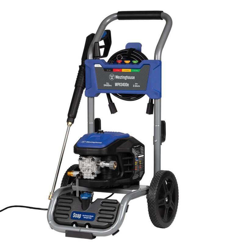 Westinghouse 3400 PSI 2 GPM 13 Amp Electric Powered Pressure Washer with Brushless Motor, Turbo Nozzle and 5 Quick Connect Tips - WPX3400e