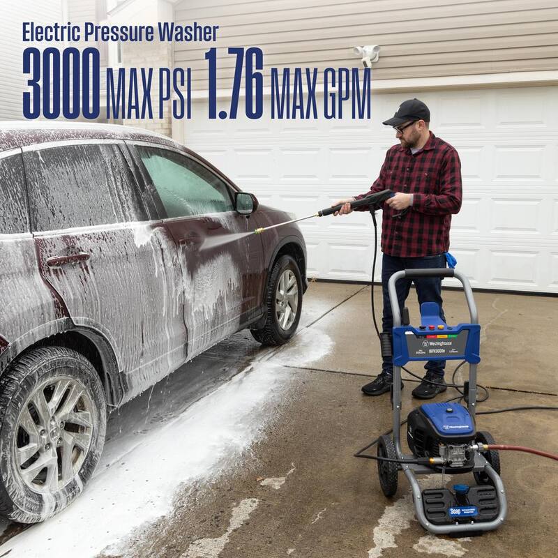 Westinghouse 3000 PSI 1.76 GPM 13 Amp Cold Water Electric Powered Pressure Washer with Turbo Nozzle and 5-Quick Connect Tips - WPX3000e