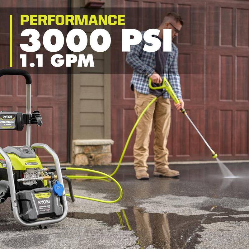 RYOBI 3000 PSI 1.1 GPM Cold Water Electric Pressure Washer and 12 in. Surface Cleaner with Caster Wheels - RY143011-SC12