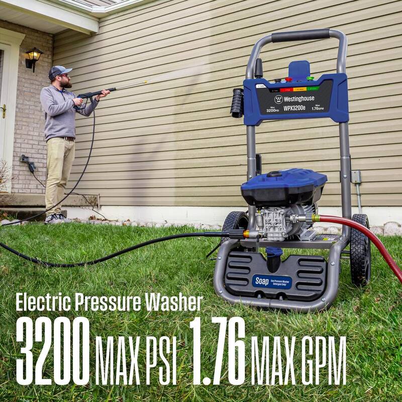 Westinghouse 3200 PSI 1.76 GPM 13 Amp Cold Water Electric Powered Pressure Washer with Turbo Nozzle and 5 Quick Connect Tips - WPX3200e
