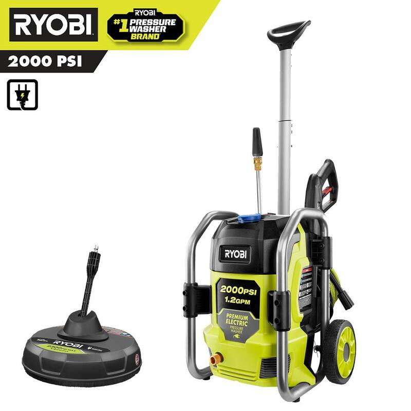 RYOBI 2000 PSI 1.2 GPM Cold Water Electric Pressure Washer with Surface Cleaner - RY142022-SC