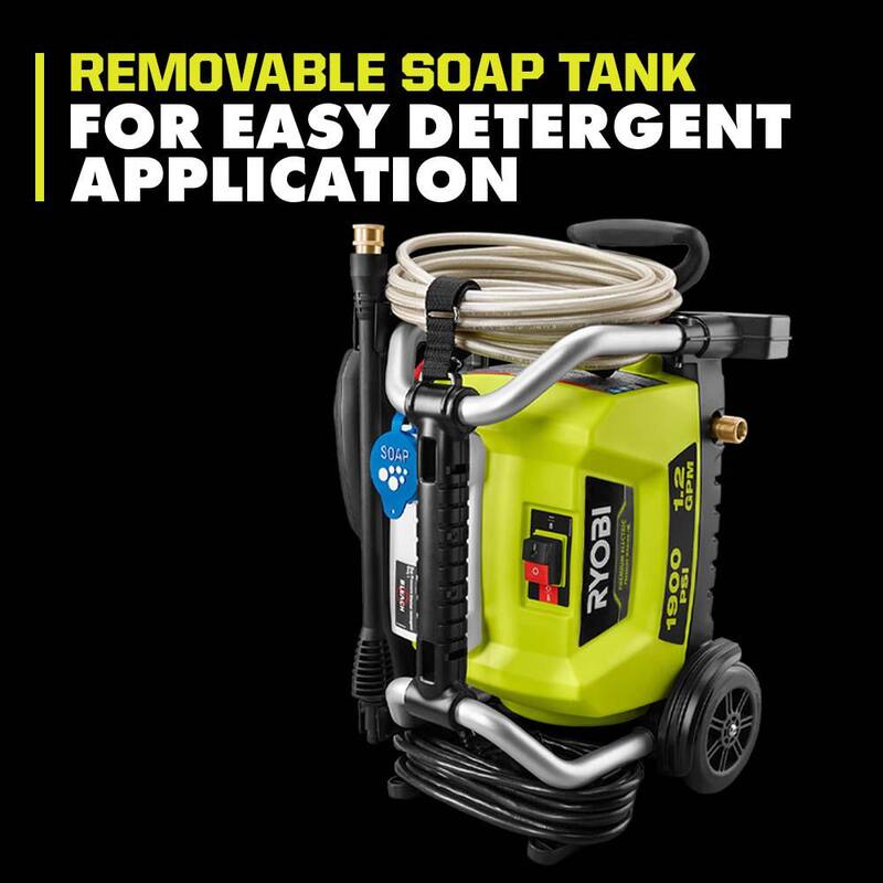 RYOBI 1900 PSI 1.2 GPM Cold Water Wheeled Electric Pressure Washer with 12 in. Surface Cleaner - RY1419MT-SC