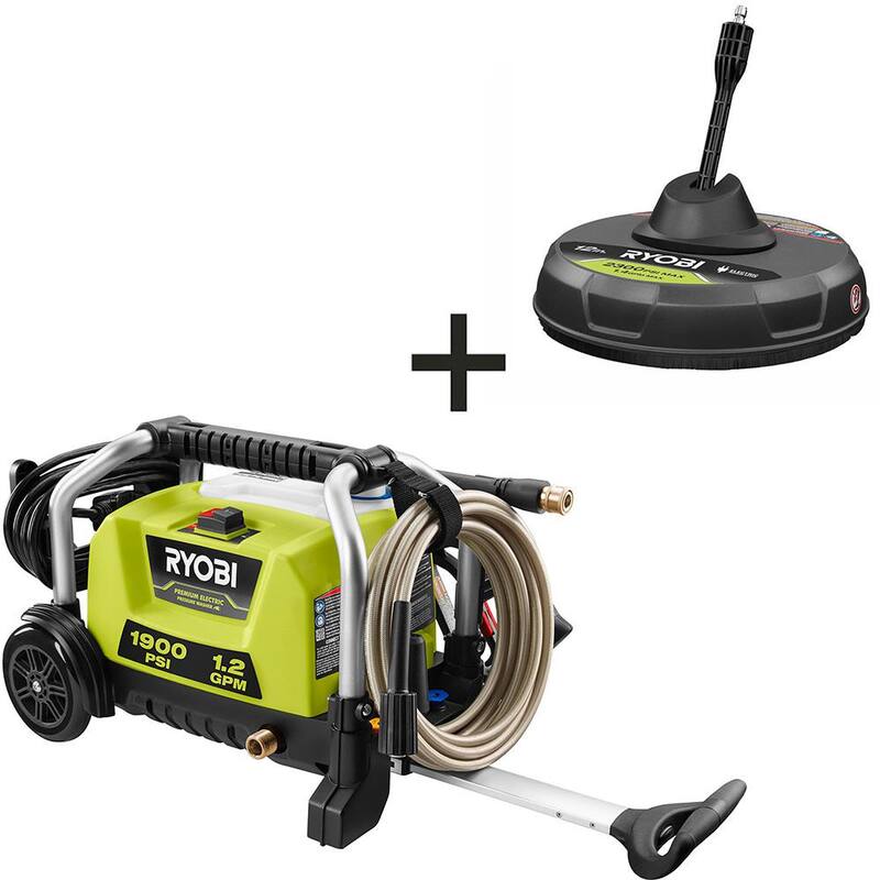 RYOBI 1900 PSI 1.2 GPM Cold Water Wheeled Electric Pressure Washer with 12 in. Surface Cleaner - RY1419MT-SC