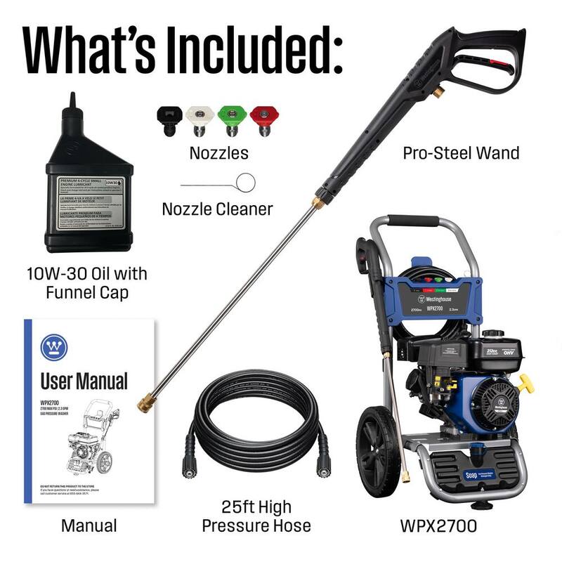 Westinghouse 2700 PSI 2.3 GPM Gas Powered Axial Cam Pump Cold Water Pressure Washer with Soap Tank and 4 Quick Connect Tips - WPX2700