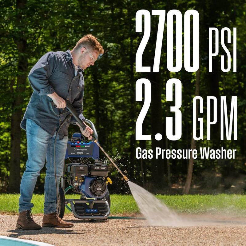 Westinghouse 2700 PSI 2.3 GPM Gas Powered Axial Cam Pump Cold Water Pressure Washer with Soap Tank and 4 Quick Connect Tips - WPX2700