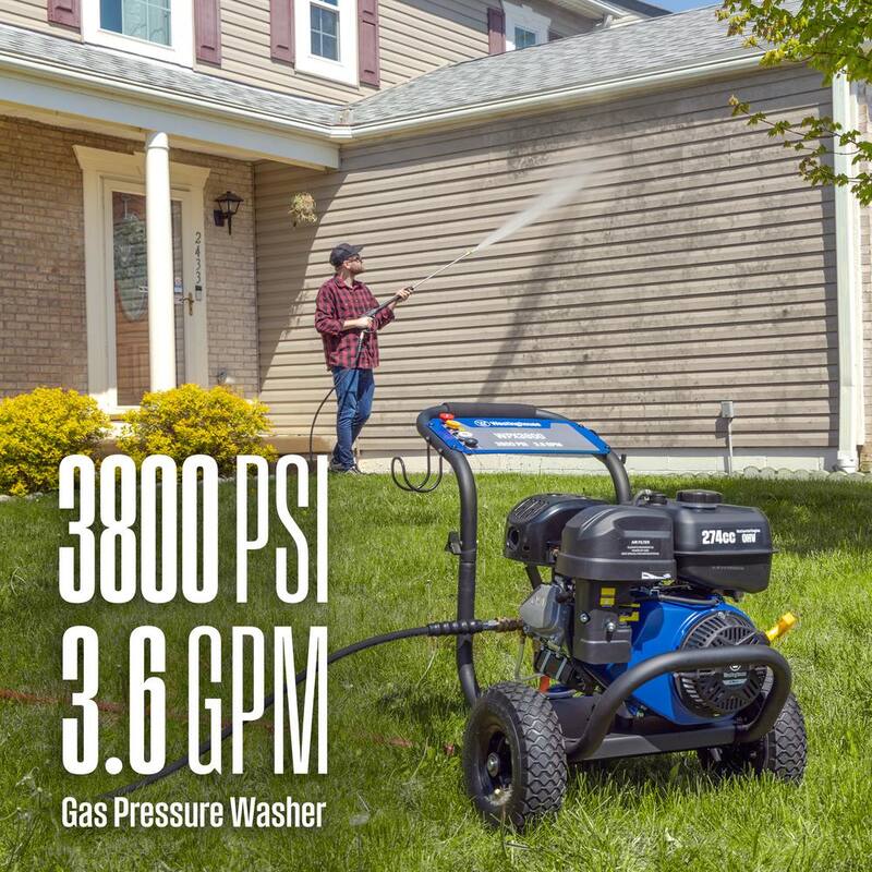 Westinghouse WPX 3800 psi 3.6 GPM 274cc Cold Water Gas Powered Triplex Pump Pressure Washer with 5 Quick Connect Nozzles - WPX3800