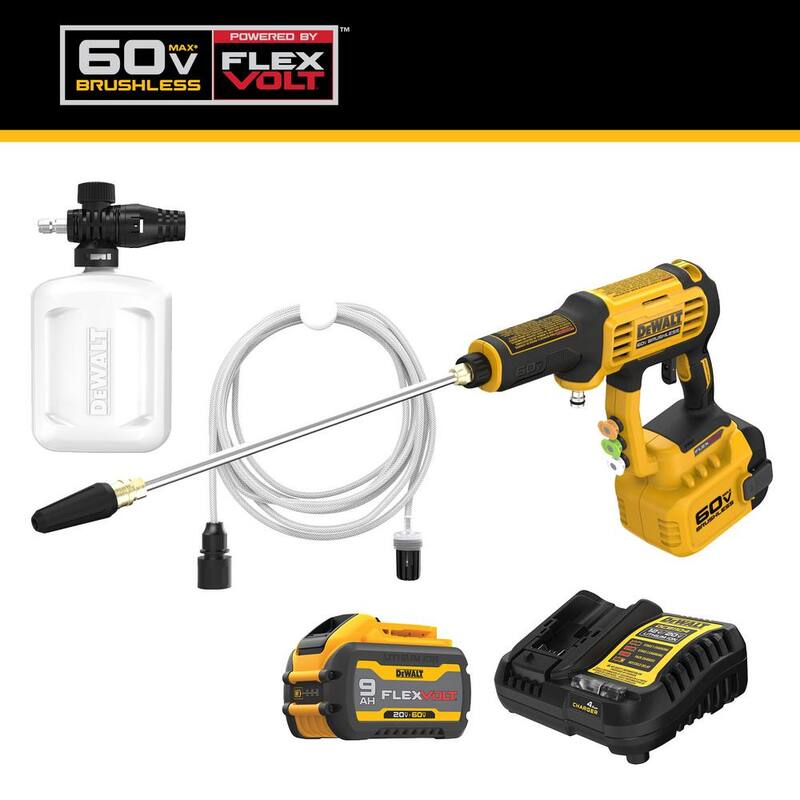 DEWALT FLEXVOLT 60V MAX 1000 PSI 1.0 GPM Cold Water Cordless Battery Power Cleaner Kit w/(1) FLEXVOLT 3 Ah Battery and Charger - DCPW1000X1