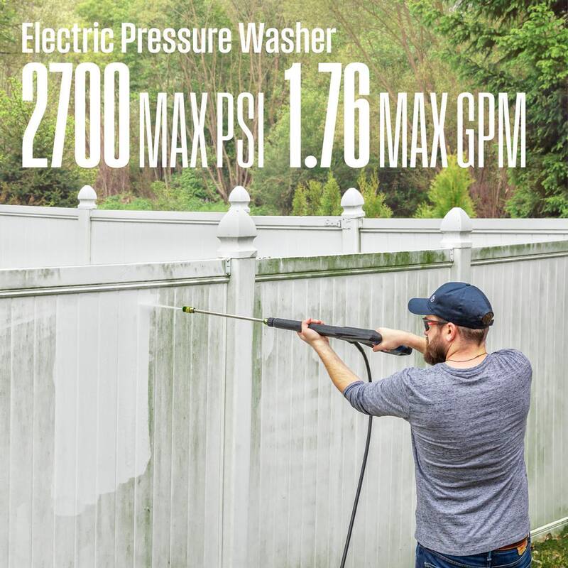 Westinghouse 2700 PSI 1.76 GPM 13 Amp Cold Water Electric Powered Pressure Washer with Turbo Nozzle and 5 Quick Connect Tips - WPX2700e