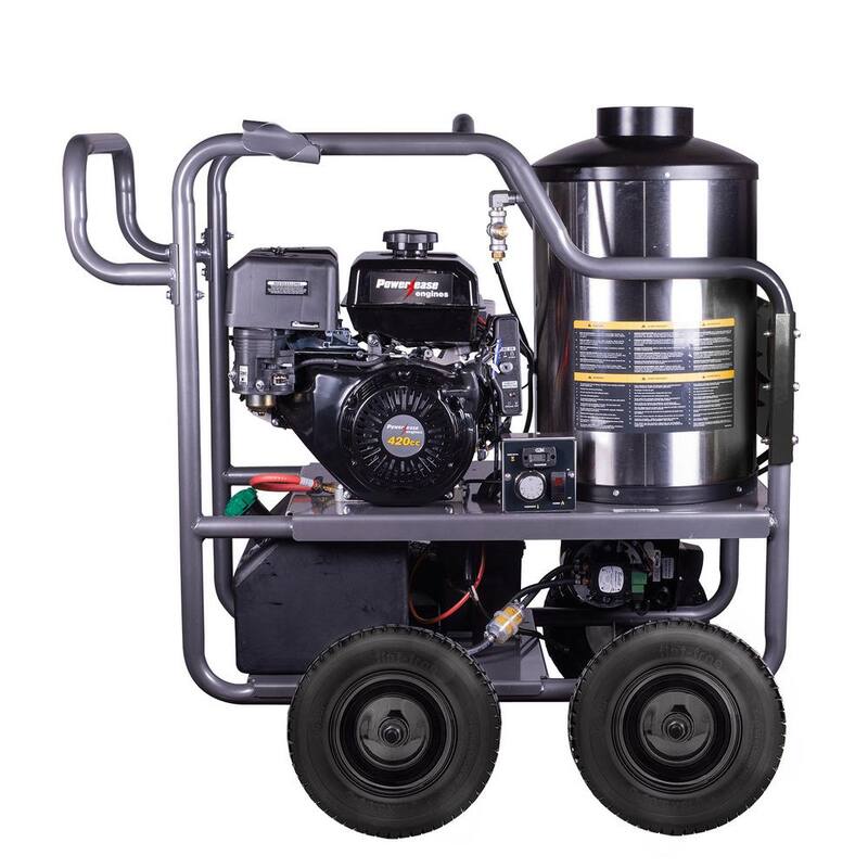 BE POWER EQUIPMENT 4000 PSI 4.0 GPM Hot Water Gas Pressure Washer Powerease 420 Engine and AR Triplex Pump Powered Coated Roll Cage - HW4015RA