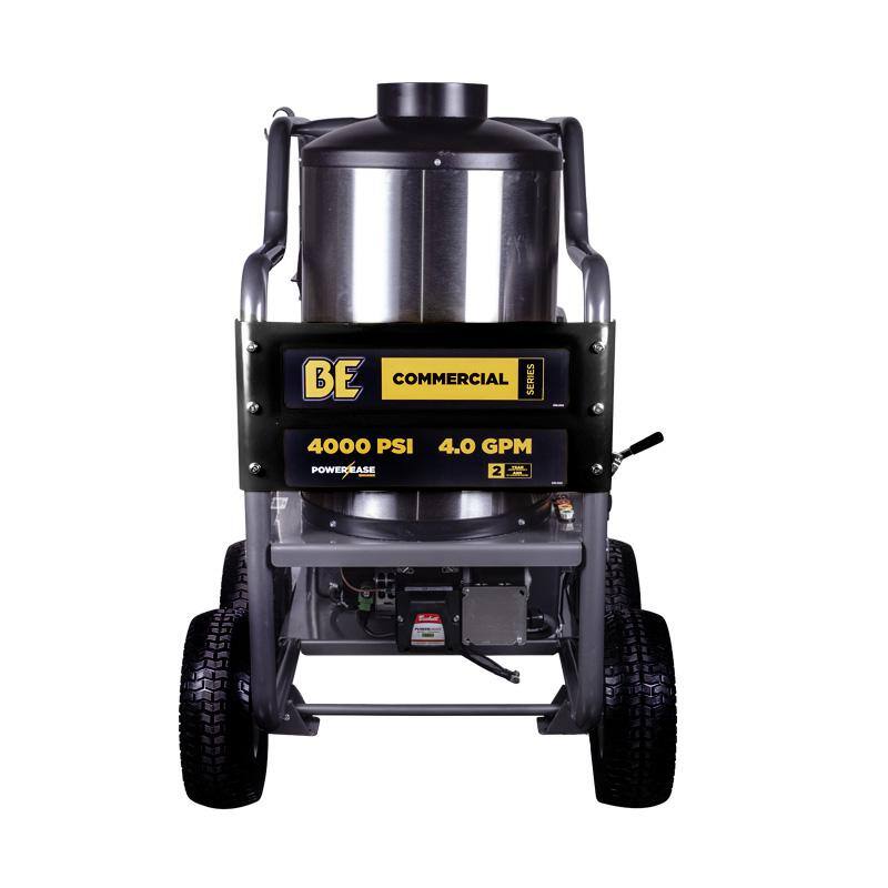 BE POWER EQUIPMENT 4000 PSI 4.0 GPM Hot Water Gas Pressure Washer Powerease 420 Engine and AR Triplex Pump Powered Coated Roll Cage - HW4015RA