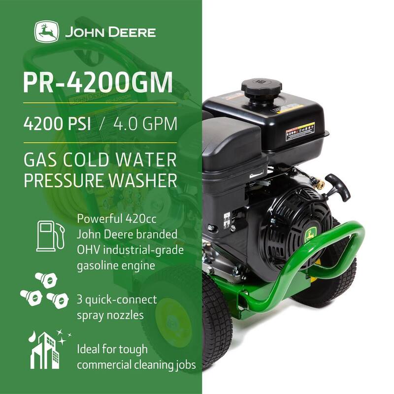 John Deere 4200 PSI 4.0 GPM Gas Cold Water Pressure Washer - PR-4200GM