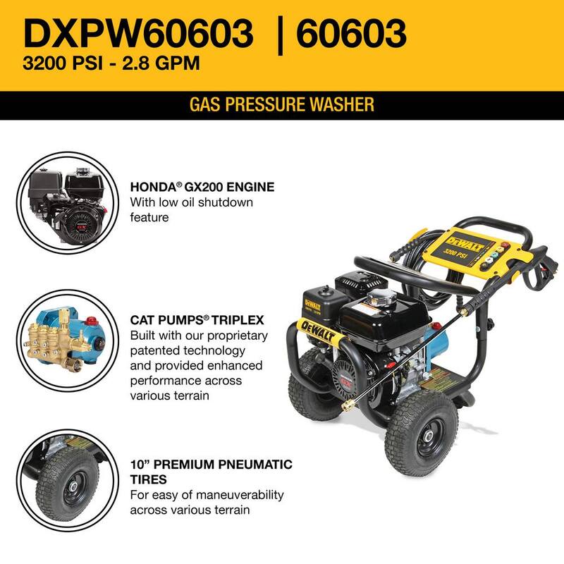 DEWALT 3200 PSI 2.8 GPM Cold Water Gas Pressure Washer with HONDA GX200 Engine - DXPW60603-S