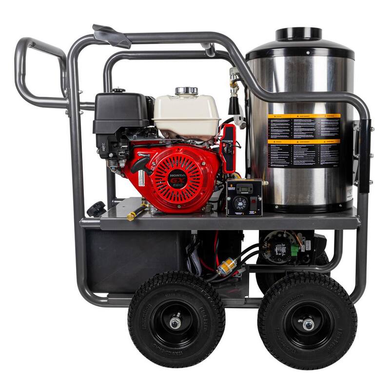 BE POWER EQUIPMENT 4000 PSI 4.0 GPM Hot Water Gas Pressure Washer Honda GX390 Engine and Comet Triplex Pump Powered Coated Roll Cage - HW4013HC
