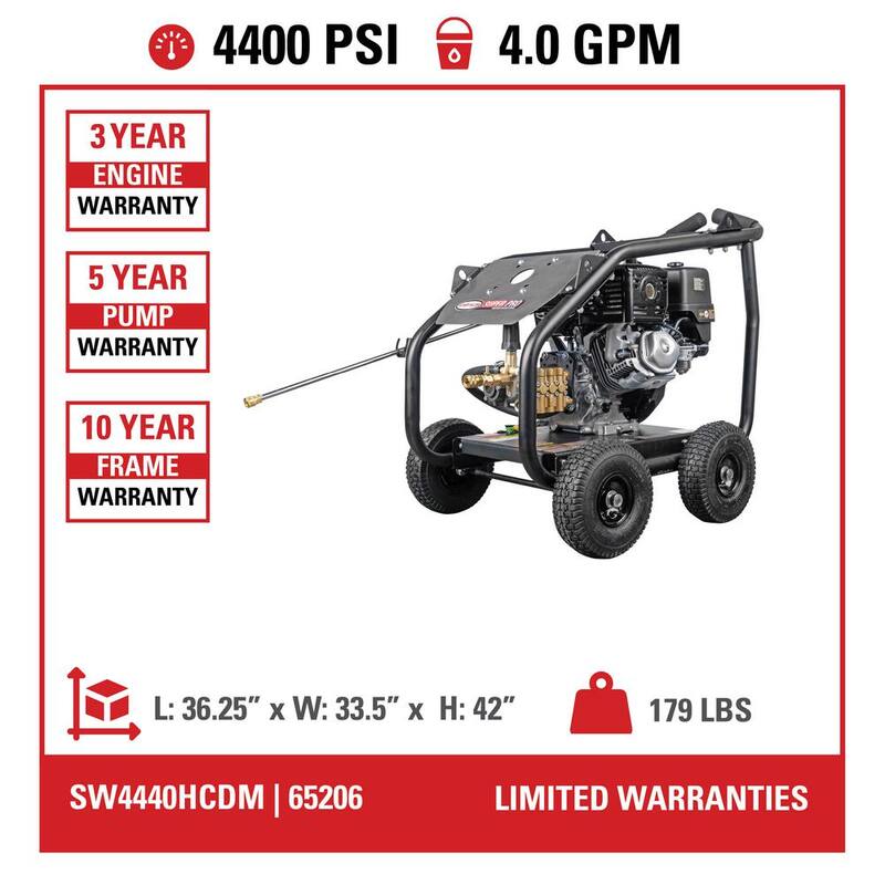 SIMPSON 4400 PSI 4.0 GPM Cold Water Gas Pressure Washer with HONDA GX390 Engine - SW4440HCDM