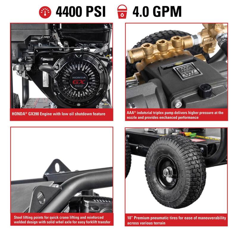 SIMPSON 4400 PSI 4.0 GPM Cold Water Gas Pressure Washer with HONDA GX390 Engine - SW4440HCDM