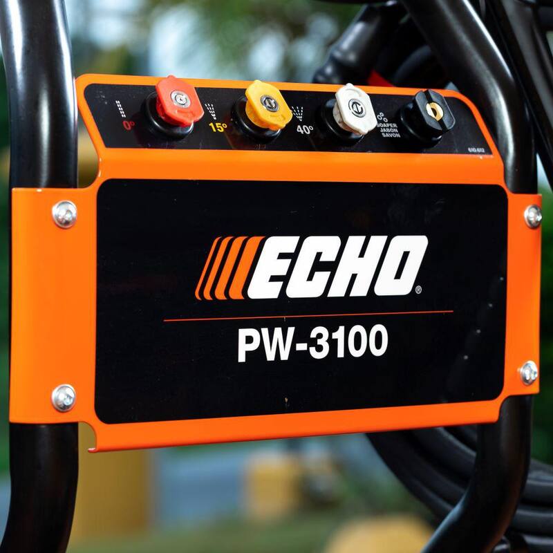 ECHO 3100 PSI 2.5 GPM Gas Cold Water Pressure Washer with 212 cc 4-Stroke Engine and 25 Foot Hose with 4 Included Nozzle Tips - PW-3100